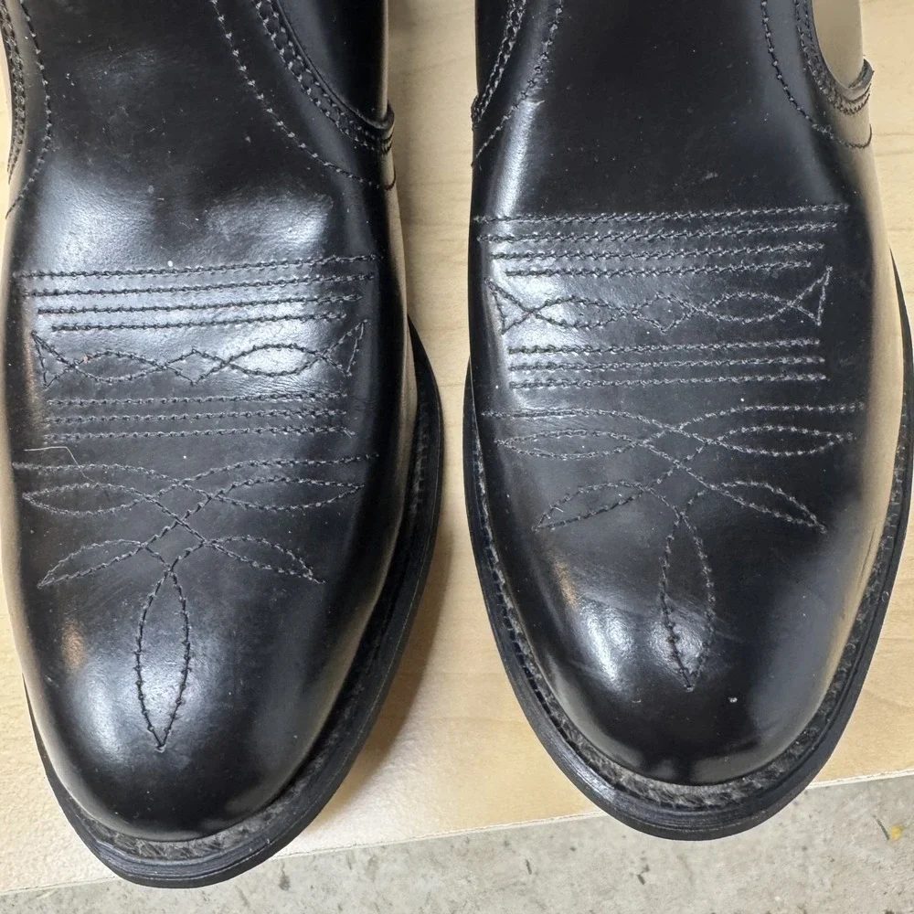 NFS UFCW Leather Men's Black Ankle Worker Boots, Size 9.5 D,  Zip Up USA Western